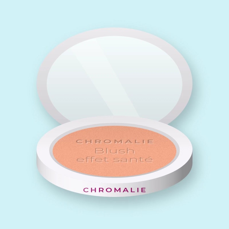 Blush effet santé à l'huile de jojoba – Chromalie, boîtier 4 g, teinte 03 Pêche