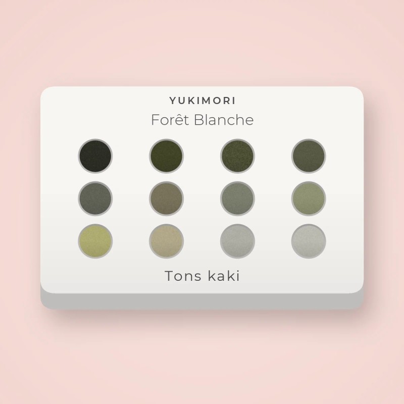 Palette yeux audacieuse Forêt Blanche – Yukimori, 12 × 1 g, teinte Tons kaki