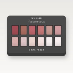 Palette yeux haute pigmentation à la poudre de riz Pluie Fine 12 × 1 g – Yukimori, 12 × 1 g, teinte Tons rosés