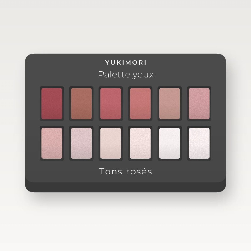 Palette yeux haute pigmentation à la poudre de riz Pluie Fine 12 × 1 g – Yukimori, 12 × 1 g, teinte Tons rosés