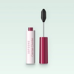 Mascara Cerise Givrée à la cire de candelilla – Sopoong, flacon et brosse 8 ml, teinte Noir