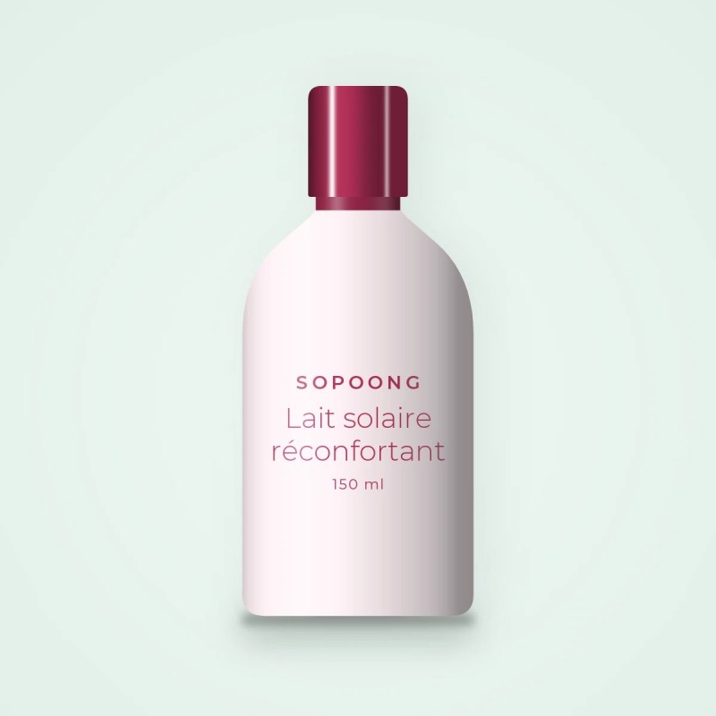 Lait solaire réconfortant au beurre de cacao SPF 50 – Sopoong, flacon 150 ml