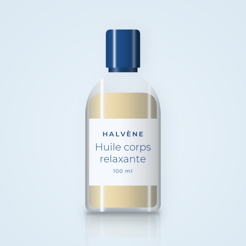 Huile corps sèche relaxante à la noix de macadamia – Halvène, flacon 100 ml