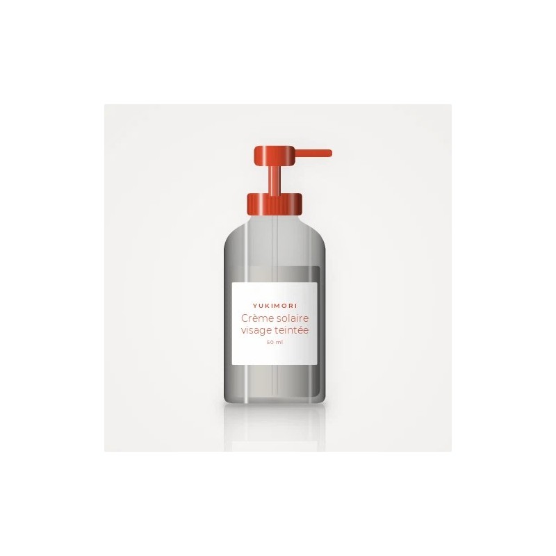 Crème solaire visage teintée à l'huile de tournesol SPF 50 – Yukimori, flacon-pompe 50 ml