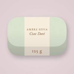 Savon Ciste Doré délicatement parfumé – Ambre Sépia, pain 125 g