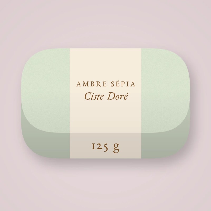 Savon Ciste Doré délicatement parfumé – Ambre Sépia, pain 125 g
