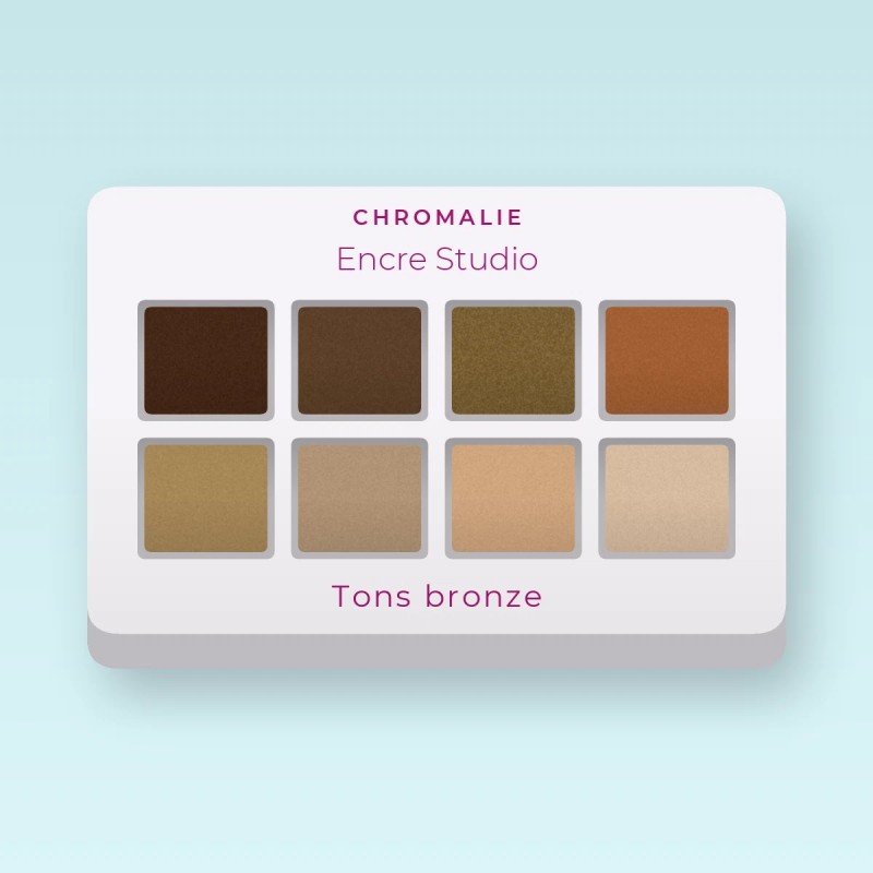 Palette yeux Encre Studio tout-en-un – Chromalie, 4 × 1,2 g, teinte Tons bronze
