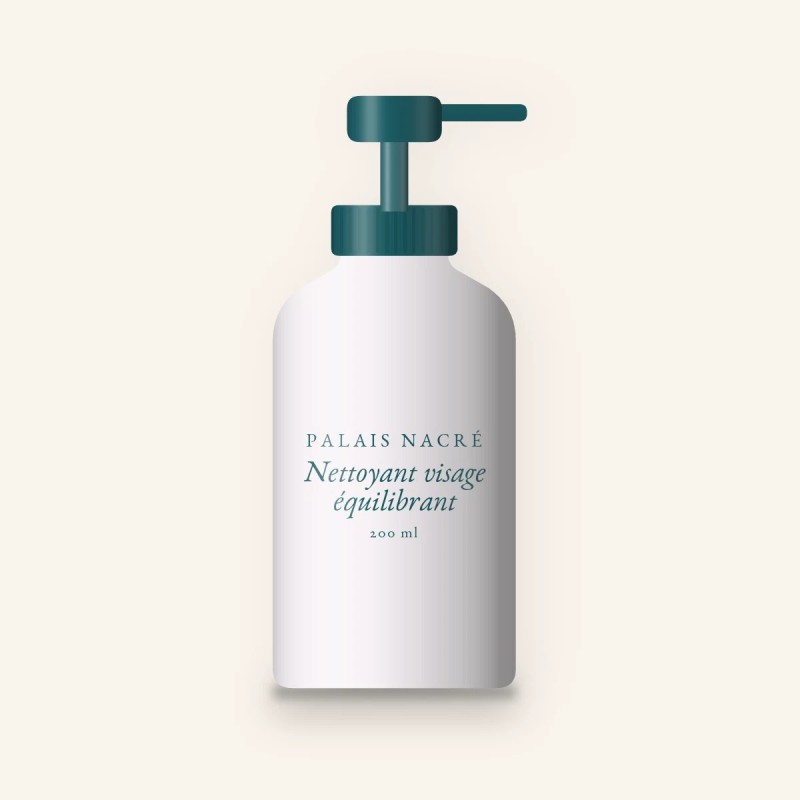 Nettoyant visage équilibrant à l'aloe vera – Palais Nacré, flacon-pompe 200 ml
