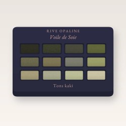 Palette yeux Voile de Soie tout-en-un – Rive Opaline, 12 × 1 g, teinte Tons kaki