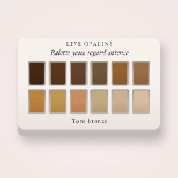 Palette yeux regard intense à l'huile d'avocat – Rive Opaline, 12 × 1 g, teinte Tons bronze