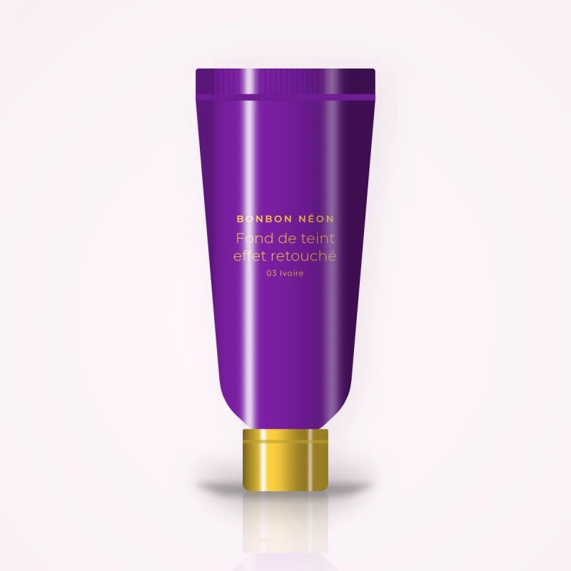 Fond de teint effet retouché à l'extrait de riz – Bonbon Néon, tube 35 ml, teinte 03 Ivoire