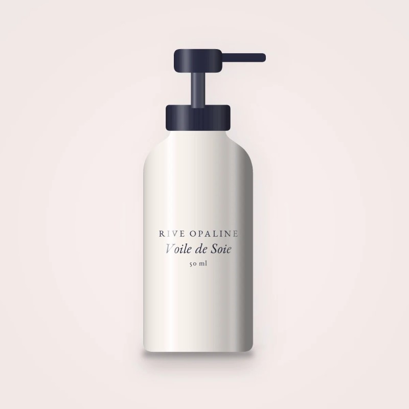 Crème hydratante Voile de Soie à l'huile de noisette – Rive Opaline, flacon-pompe 50 ml