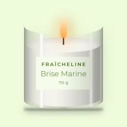 Bougie parfumée Brise Marine délicate – Fraîcheline, pot en verre 70 g