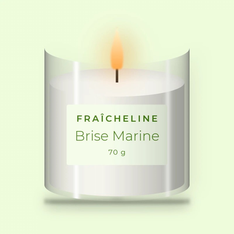 Bougie parfumée Brise Marine délicate – Fraîcheline, pot en verre 70 g