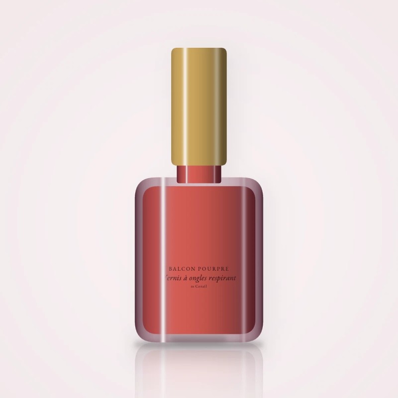 Vernis à ongles respirant au thé vert – Balcon Pourpre, flacon 10 ml, teinte 10 Corail