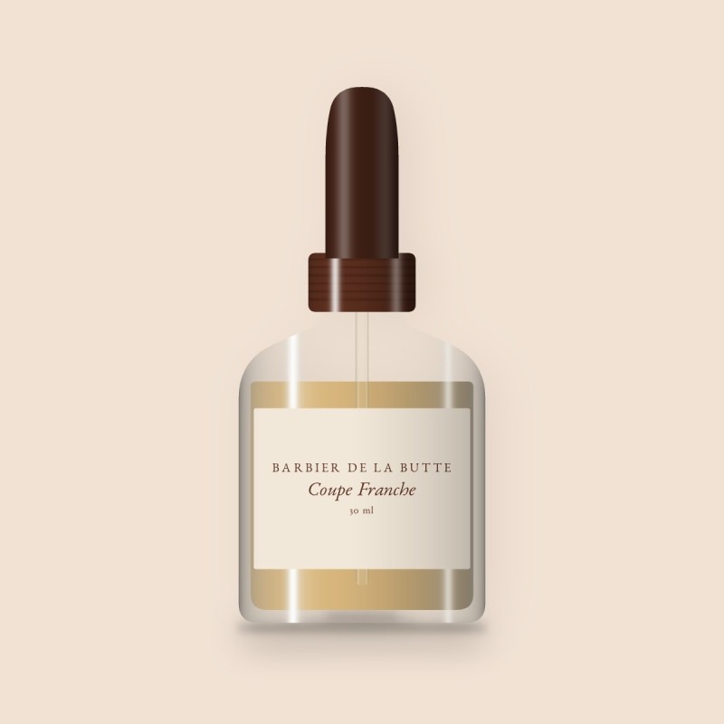 Huile à barbe Coupe Franche au cyprès – Barbier de la Butte, flacon compte-gouttes 30 ml