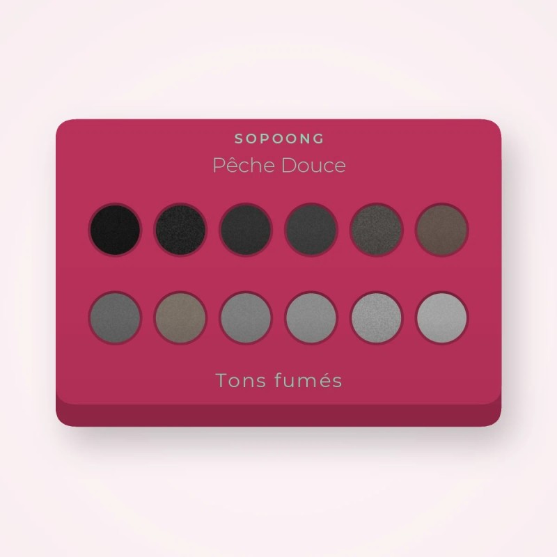 Palette yeux Pêche Douce complète – Sopoong, 4 × 1,2 g, teinte Tons fumés