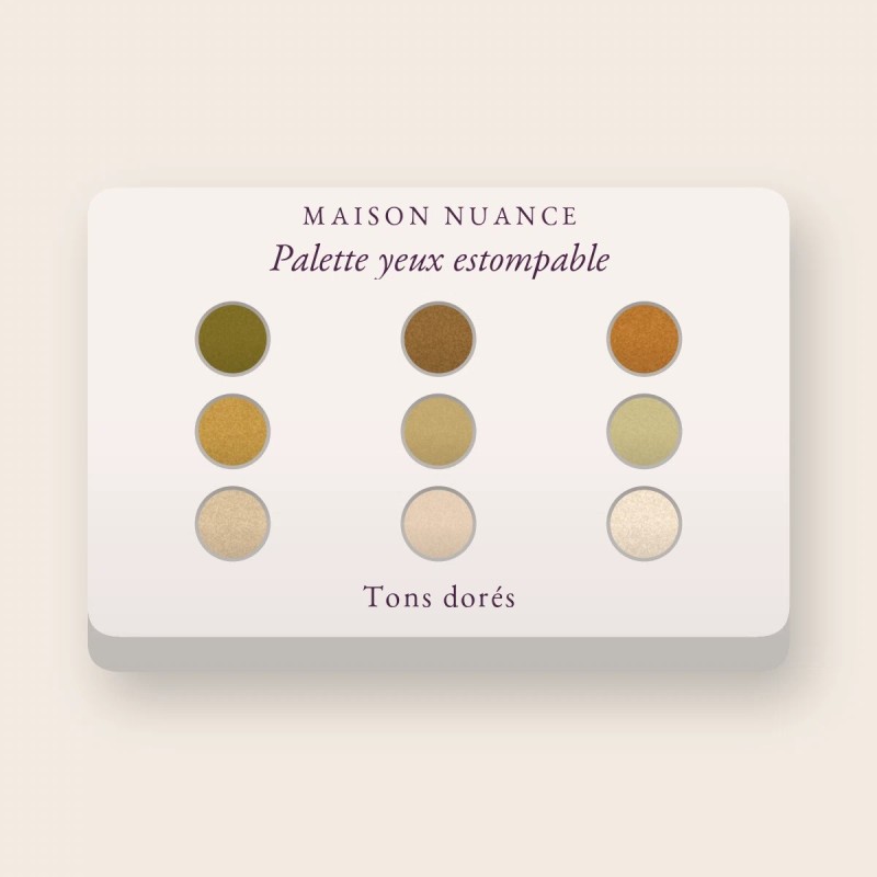 Palette yeux estompable à l'huile de macadamia – Maison Nuance, 4 × 1,2 g, teinte Tons dorés