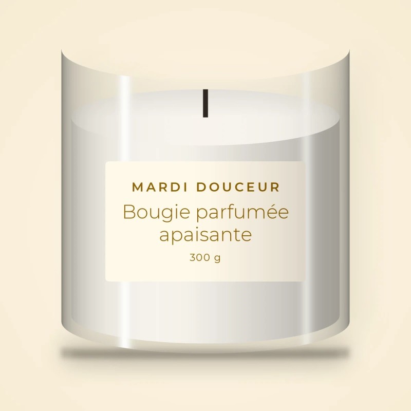 Bougie parfumée apaisante à l'arbre à thé – Mardi Douceur, pot en verre 300 g