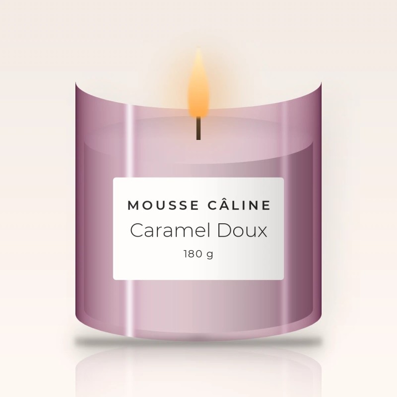 Bougie parfumée Caramel Doux au clou de girofle – Mousse Câline, pot en verre 180 g