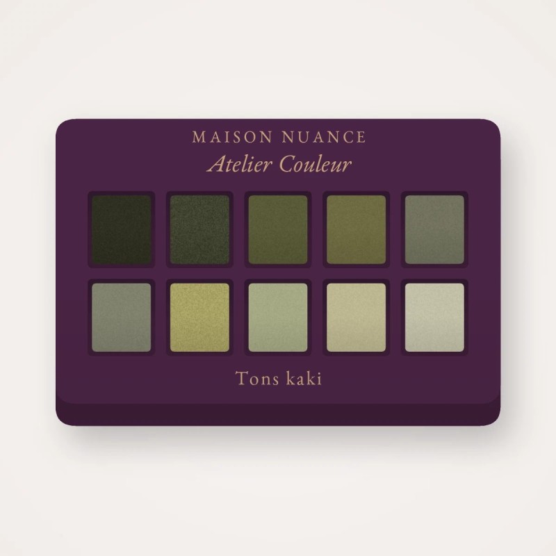Palette yeux Atelier Couleur regard intense – Maison Nuance, 12 × 1 g, teinte Tons kaki