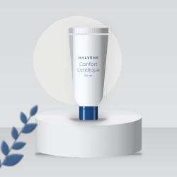 Crème hydratante Confort Lipidique au beurre de mangue – Halvène, photo d'ambiance