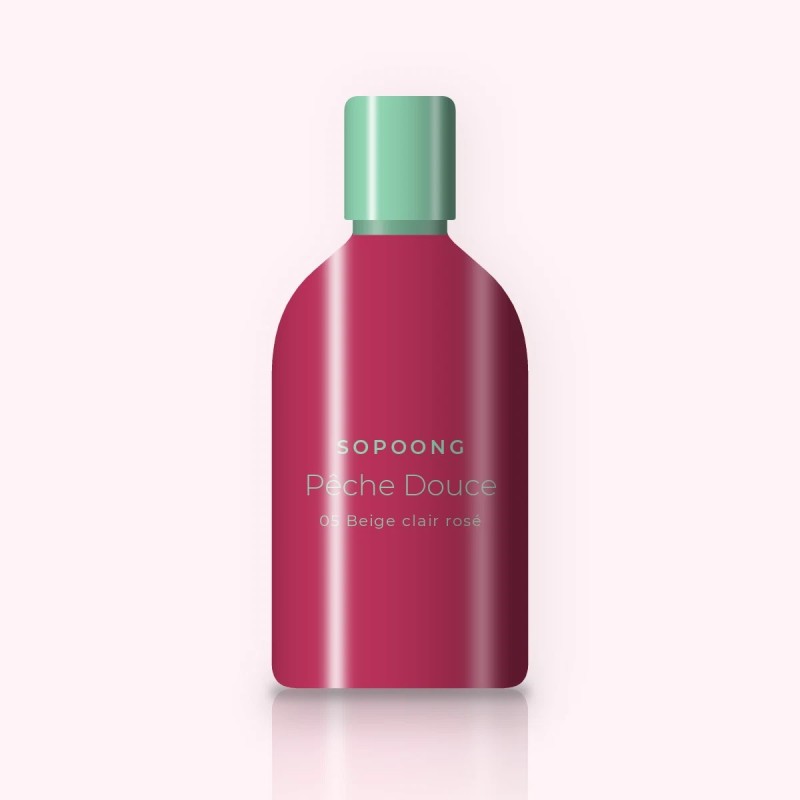 Fond de teint Pêche Douce à l'huile de jojoba – Sopoong, flacon 30 ml, teinte 05 Beige clair rosé