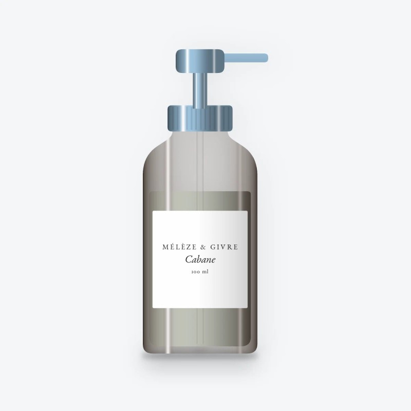 Shampooing Cabane à la graine de lin – Mélèze & Givre, flacon-pompe 100 ml