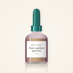 Huile capillaire apaisante au macadamia – Zelliane, flacon compte-gouttes 100 ml