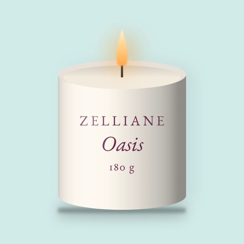 Bougie parfumée Oasis douce – Zelliane, pot en verre 180 g