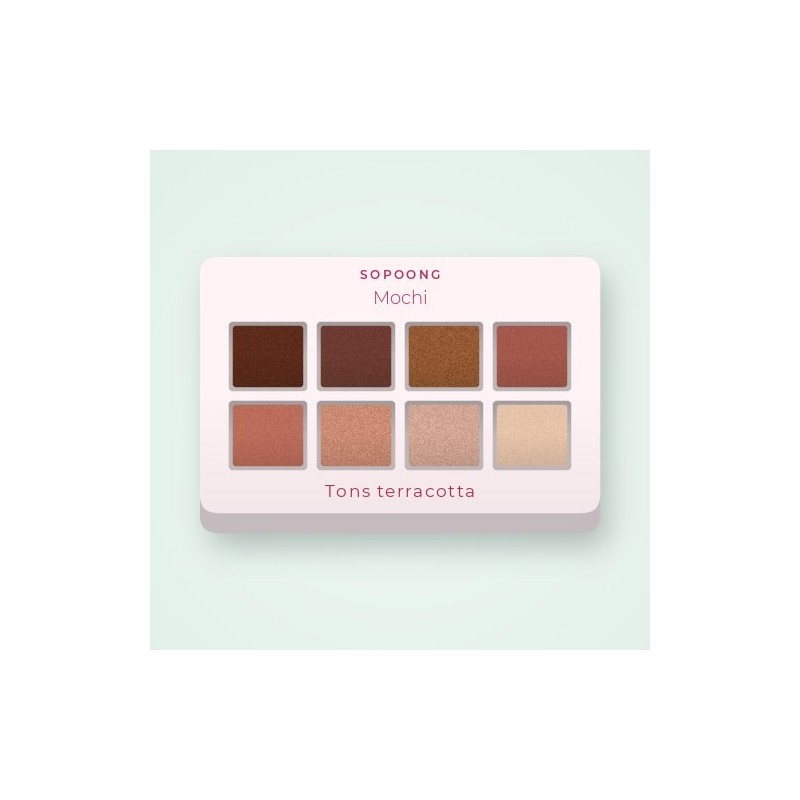 Palette yeux harmonieuse Mochi – Sopoong, 4 × 1,2 g, teinte Tons terracotta