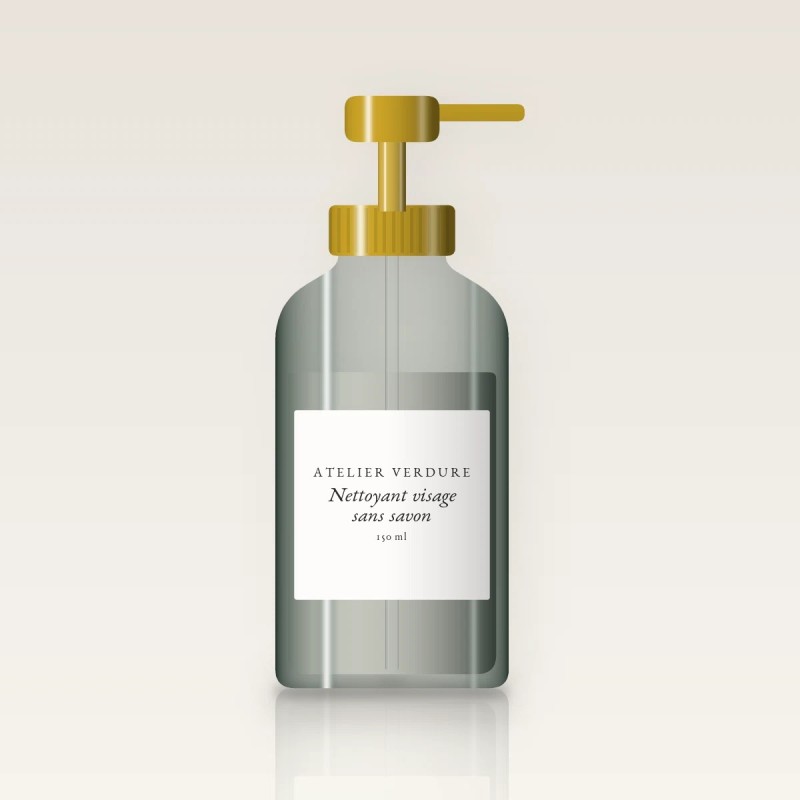 Nettoyant visage sans savon à l'extrait d'hamamélis – Atelier Verdure, flacon-pompe 150 ml