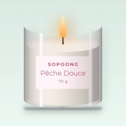 Bougie parfumée Pêche Douce au cèdre de l'Atlas – Sopoong, pot en verre 70 g