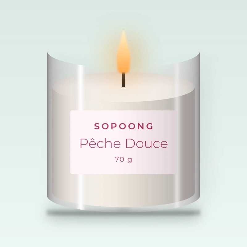 Bougie parfumée Pêche Douce au cèdre de l'Atlas – Sopoong, pot en verre 70 g