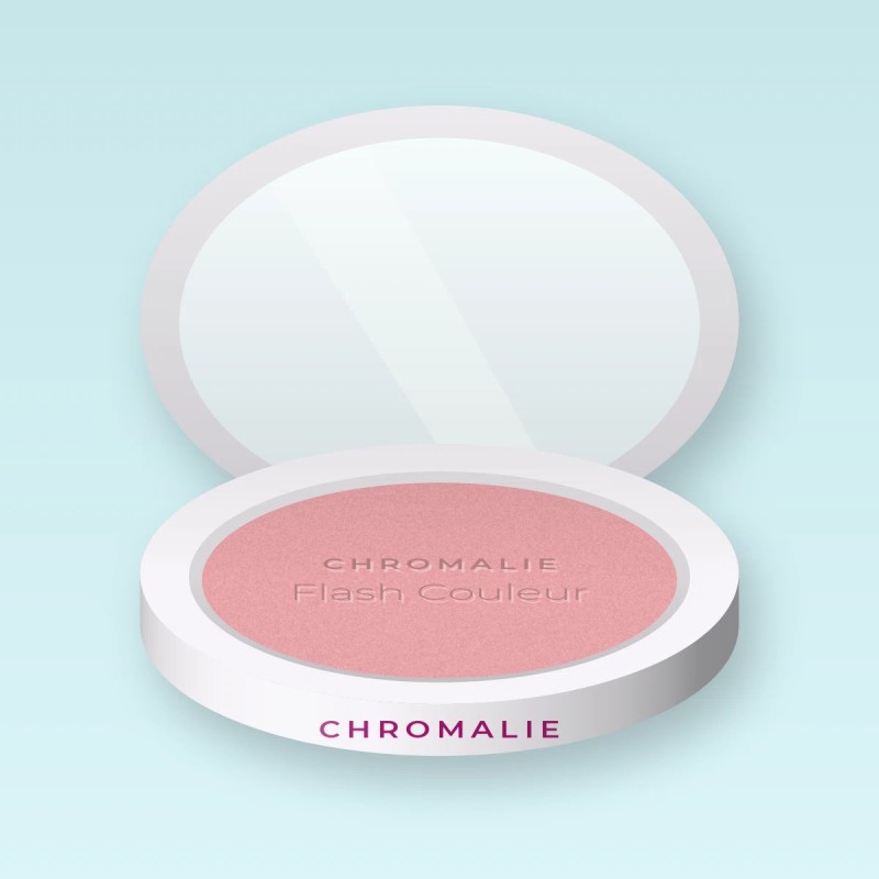 Blush fraîcheur Flash Couleur – Chromalie, boîtier 6 g, teinte 01 Rose poudré