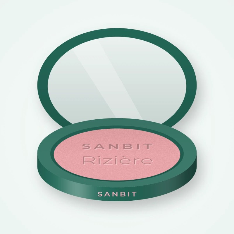 Blush Rizière bonne mine – Sanbit, boîtier 6 g, teinte 01 Rose poudré