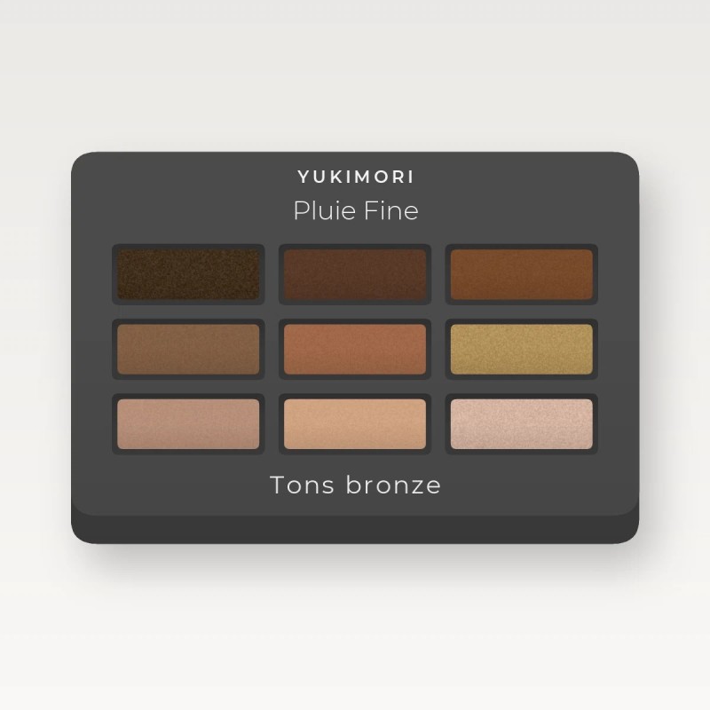 Palette yeux Pluie Fine tout-en-un – Yukimori, 12 × 1 g, teinte Tons bronze