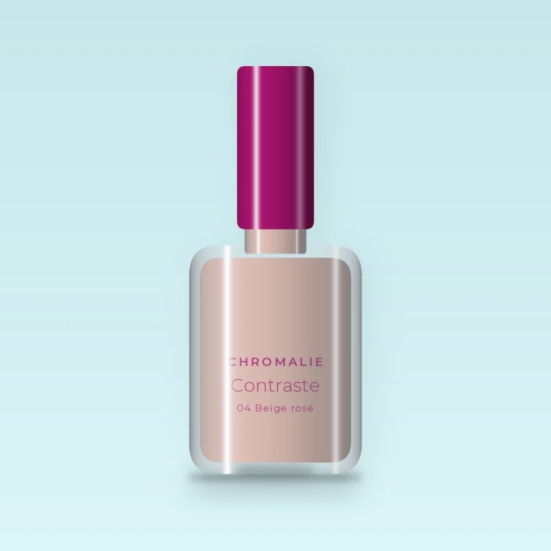 Vernis à ongles Contraste à l'huile d'argan – Chromalie, flacon 5 ml, teinte 04 Beige rosé