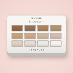Palette yeux Encre Sumi au kaolin – Yukimori, 9 × 1 g, teinte Tons nude