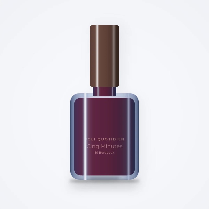 Vernis à ongles Cinq Minutes haute tenue – Joli Quotidien, flacon 12 ml, teinte 16 Bordeaux