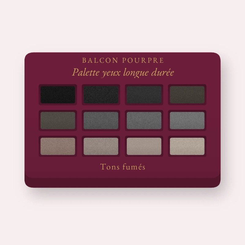 Palette yeux longue durée à la fleur de cerisier – Balcon Pourpre, 9 × 1 g, teinte Tons fumés