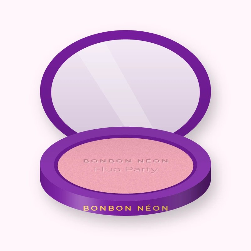 Blush Fluo Party effet mine reposée – Bonbon Néon, boîtier 6 g, teinte 02 Rose tendre