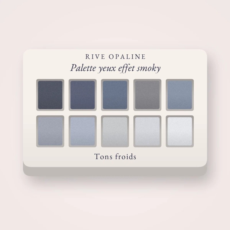 Palette yeux effet smoky à la vitamine E – Rive Opaline, 9 × 1 g, teinte Tons froids
