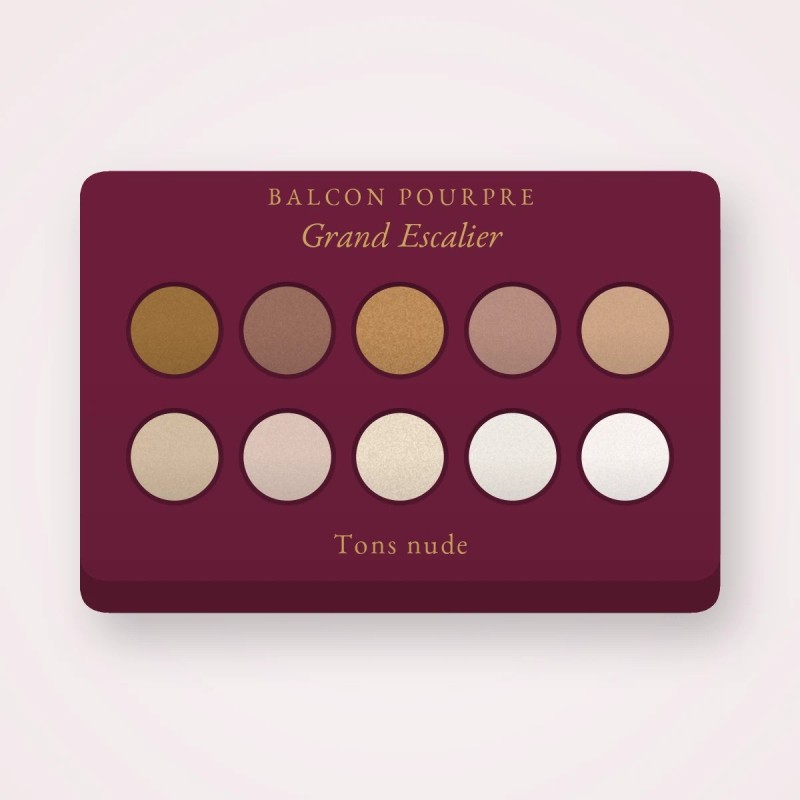 Palette yeux Grand Escalier à l'huile de jojoba – Balcon Pourpre, 12 × 1 g, teinte Tons nude