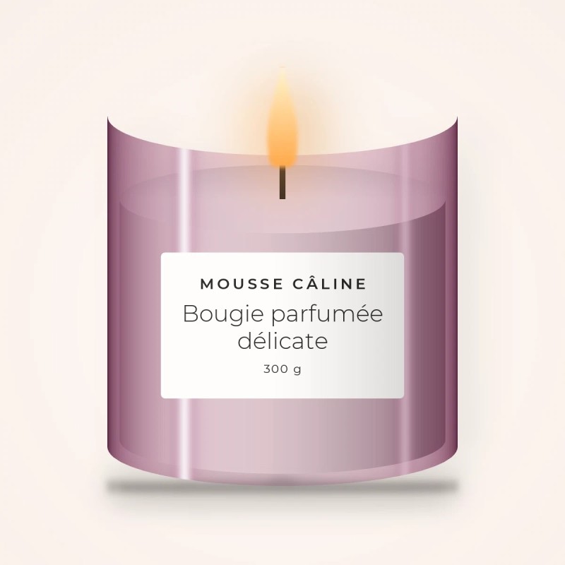Bougie parfumée délicate à l'orange douce – Mousse Câline, pot en verre 300 g