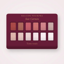 Palette yeux multi-usage Soie Carmin – Balcon Pourpre, 9 × 1 g, teinte Tons rosés