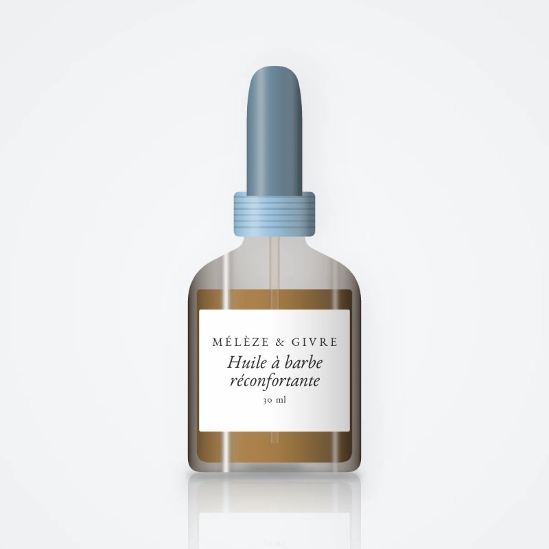 Huile à barbe réconfortante au ciste – Mélèze & Givre, flacon compte-gouttes 30 ml