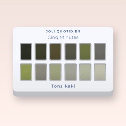 Palette yeux signature Cinq Minutes – Joli Quotidien, 4 × 1,2 g, teinte Tons kaki