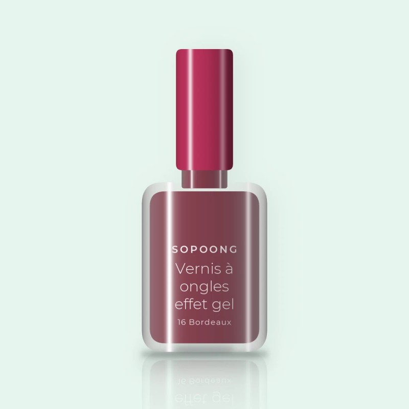 Vernis à ongles effet gel au calcium – Sopoong, flacon 5 ml, teinte 16 Bordeaux