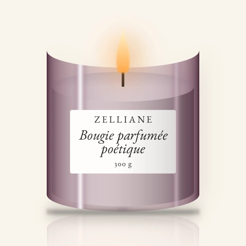 Bougie parfumée poétique au vétiver – Zelliane, pot en verre 300 g